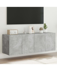 Meubles TV muraux et lumières LED 2pcs gris béton 60x35x41 cm | Mobilier & Déco
