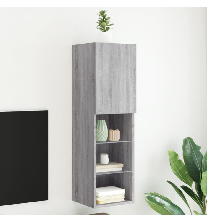 Meuble TV avec lumières LED sonoma gris 30,5x30x102 cm | Mobilier & Déco