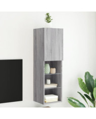 Meuble TV avec lumières LED sonoma gris 30,5x30x102 cm | Mobilier & Déco