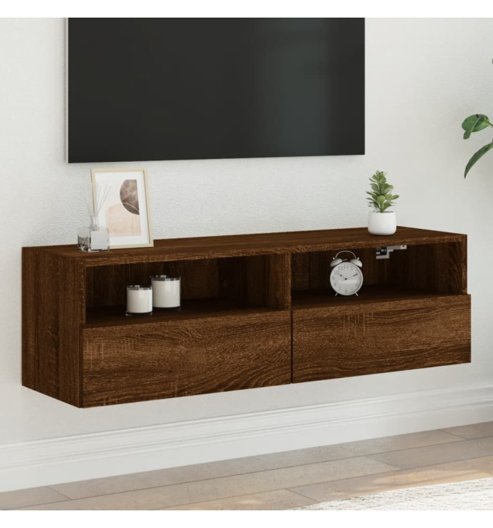 Meuble TV mural chêne marron 100x30x30 cm bois d'ingénierie | Mobilier & Déco
