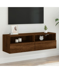 Meuble TV mural chêne marron 100x30x30 cm bois d'ingénierie | Mobilier & Déco