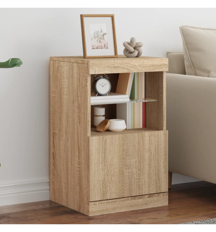 Buffet avec lumières LED chêne sonoma 41x37x67 cm | Mobilier & Déco