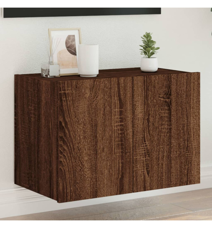 Meuble TV mural avec lumières LED chêne marron 60x35x41 cm | Mobilier & Déco