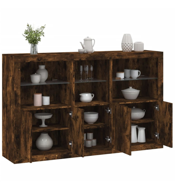 Buffet avec lumières LED chêne fumé 162x37x100 cm | Mobilier & Déco