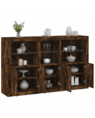 Buffet avec lumières LED chêne fumé 162x37x100 cm | Mobilier & Déco