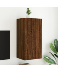 Meuble TV mural avec lumières LED chêne marron 40,5x35x80 cm | Mobilier & Déco