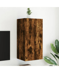 Meuble TV mural avec lumières LED chêne fumé 40,5x35x80 cm | Mobilier & Déco