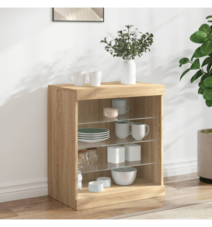 Buffet avec lumières LED chêne sonoma 60,5x37x67 cm | Mobilier & Déco