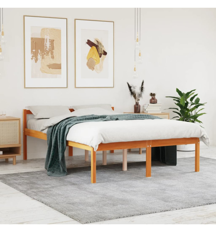 Lit pour personne âgée sans matelas 140x190 cm bois pin massif | Mobilier & Déco