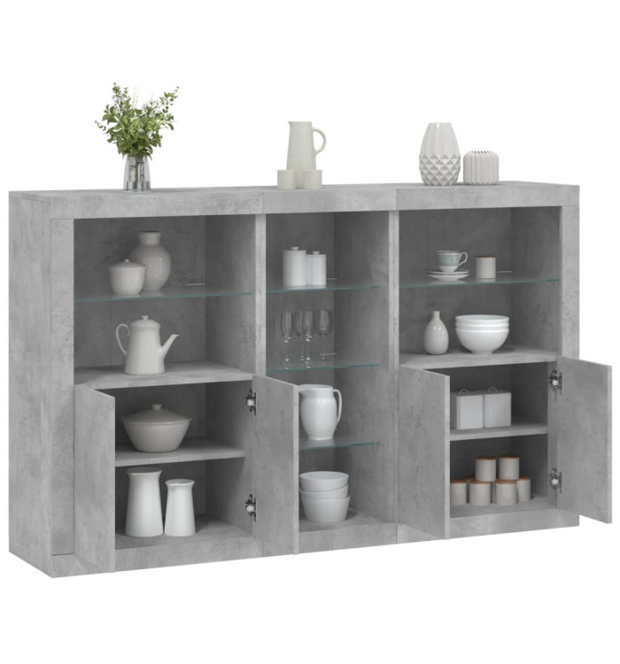 Buffet avec lumières LED gris béton 162x37x100 cm | Mobilier & Déco