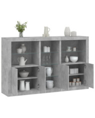 Buffet avec lumières LED gris béton 162x37x100 cm | Mobilier & Déco