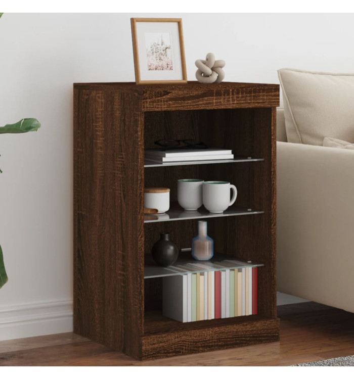 Buffet avec lumières LED chêne marron 41x37x67 cm | Mobilier & Déco