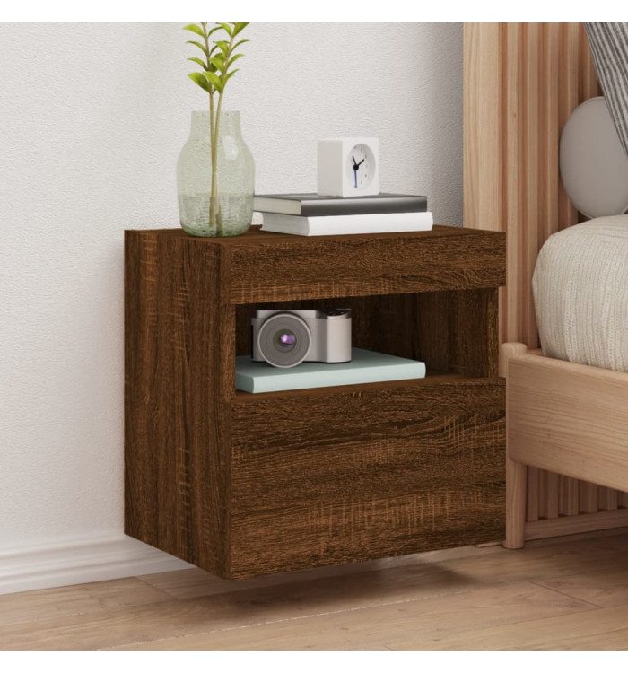 Meuble TV mural avec lumières LED chêne marron 40x30x40 cm | Mobilier & Déco