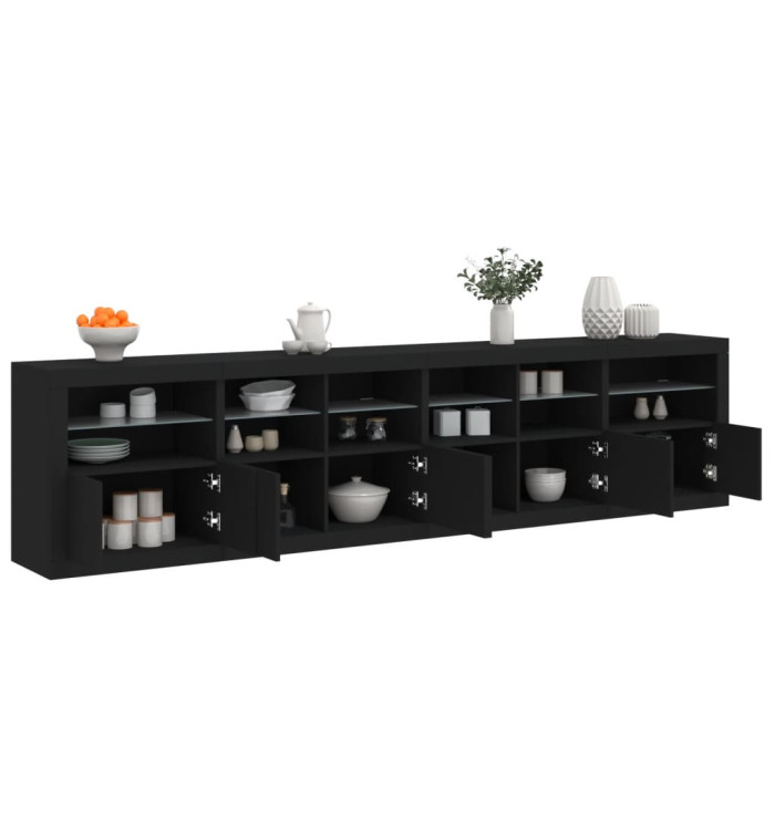Buffet avec lumières LED noir 283x37x67 cm | Mobilier & Déco