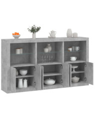 Buffet avec lumières LED gris béton 181,5x37x100 cm | Mobilier & Déco
