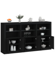 Buffet avec lumières LED noir 181,5x37x100 cm | Mobilier & Déco