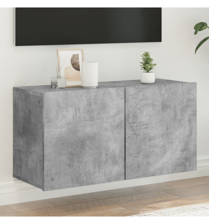 Meuble TV mural gris béton 80x30x41 cm | Mobilier & Déco