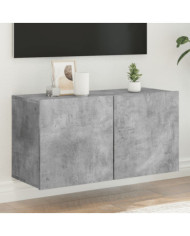 Meuble TV mural gris béton 80x30x41 cm | Mobilier & Déco