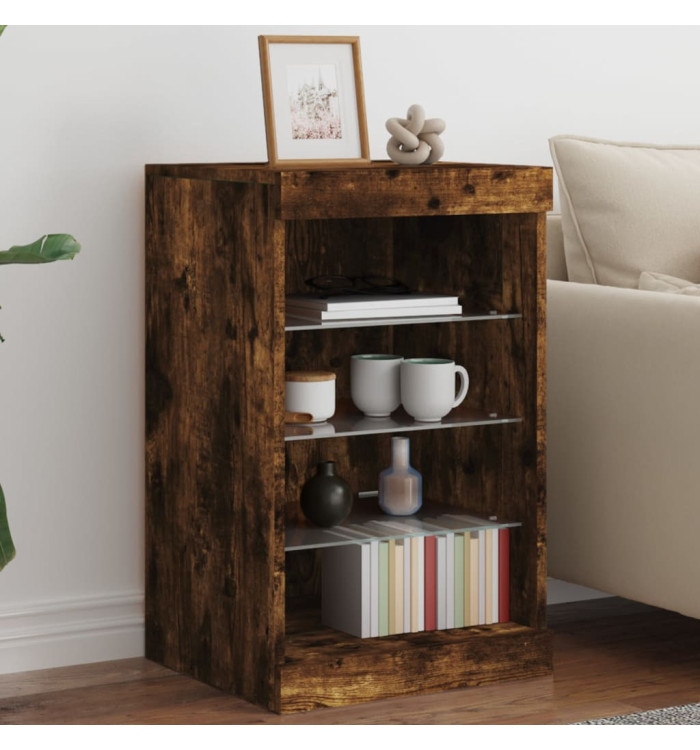 Buffet avec lumières LED chêne fumé 41x37x67 cm | Mobilier & Déco
