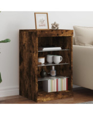Buffet avec lumières LED chêne fumé 41x37x67 cm | Mobilier & Déco