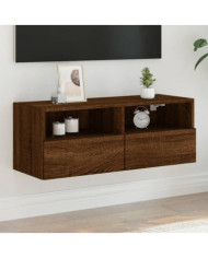 Meuble TV mural chêne marron 80x30x30 cm bois d'ingénierie | Mobilier & Déco
