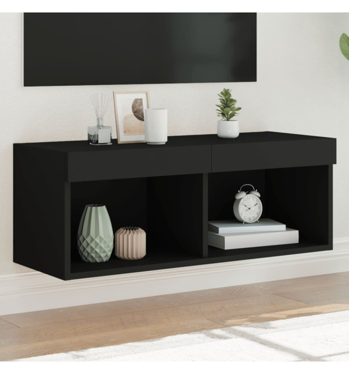 Meuble TV avec lumières LED noir 80x30x30 cm | Mobilier & Déco