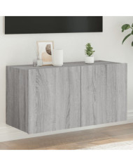 Meuble TV mural avec lumières LED sonoma gris 80x35x41 cm | Mobilier & Déco