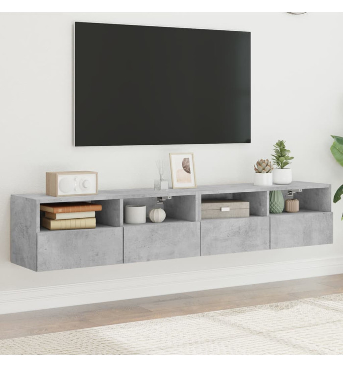 Meubles TV muraux 2 pcs gris béton 80x30x30cm bois d'ingénierie | Mobilier & Déco