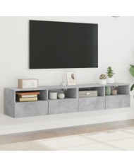 Meubles TV muraux 2 pcs gris béton 80x30x30cm bois d'ingénierie | Mobilier & Déco