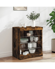 Buffet avec lumières LED chêne fumé 60,5x37x67 cm | Mobilier & Déco