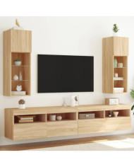 Meubles TV avec lumières LED 2 pcs chêne sonoma 30,5x30x90 cm | Mobilier & Déco