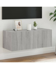 Meuble TV mural avec lumières LED sonoma gris 80x35x31 cm | Mobilier & Déco