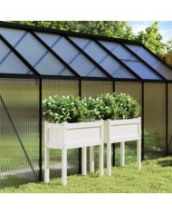 Jardinières 2 pcs avec pieds blanc bois de pin massif | Mobilier & Déco