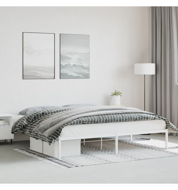 Cadre de lit métal sans matelas blanc 193x203 cm | Mobilier & Déco