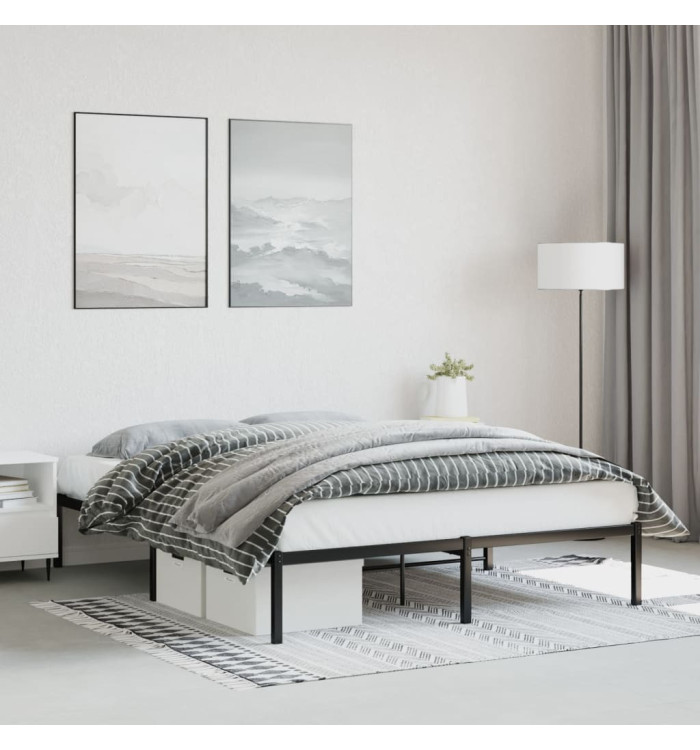 Cadre de lit métal sans matelas noir 160x200 cm | Mobilier & Déco