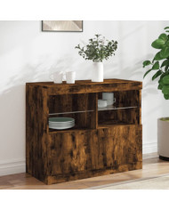 Buffet avec lumières LED chêne fumé 81x37x67 cm | Mobilier & Déco