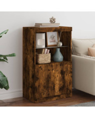 Buffet avec lumières LED chêne fumé 60,5x37x100 cm | Mobilier & Déco
