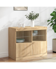 Buffet avec lumières LED chêne sonoma 81x37x67 cm | Mobilier & Déco