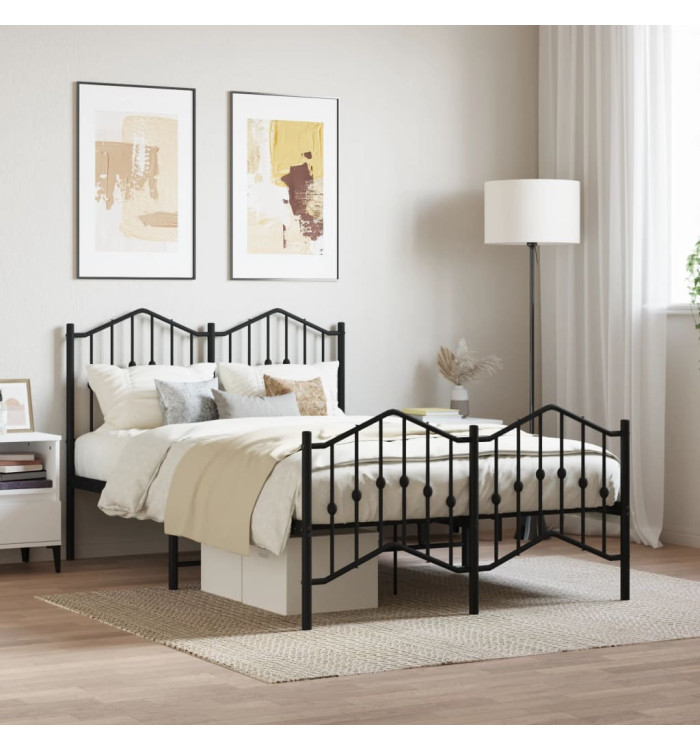 Cadre de lit métal sans matelas avec pied de lit noir 120x190cm | Mobilier & Déco