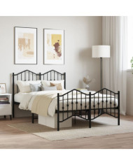 Cadre de lit métal sans matelas avec pied de lit noir 120x190cm | Mobilier & Déco