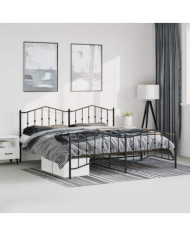 Cadre de lit métal sans matelas avec pied de lit noir 183x213cm | Mobilier & Déco