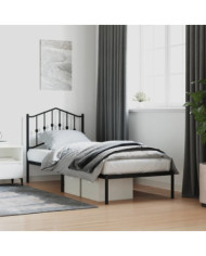 Cadre de lit métal sans matelas avec tête de lit noir 80x200 cm | Mobilier & Déco