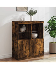 Buffet avec lumières LED chêne fumé 81x37x100 cm | Mobilier & Déco