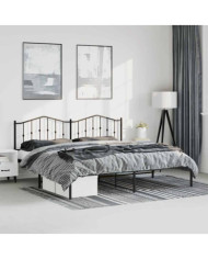 Cadre de lit métal sans matelas avec tête de lit noir 183x213cm | Mobilier & Déco
