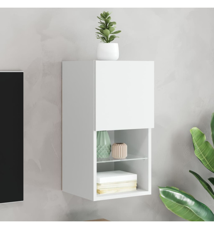 Meuble TV avec lumières LED blanc 30,5x30x60 cm | Mobilier & Déco