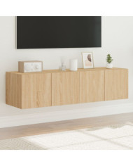 Meubles TV muraux lumières LED 2 pcs chêne sonoma 60x35x31 cm | Mobilier & Déco