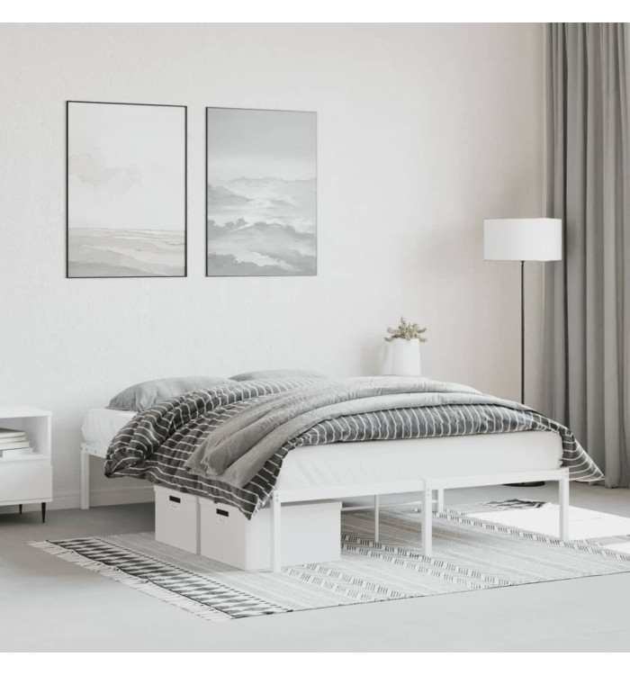 Cadre de lit métal blanc 135x190 cm | Mobilier & Déco