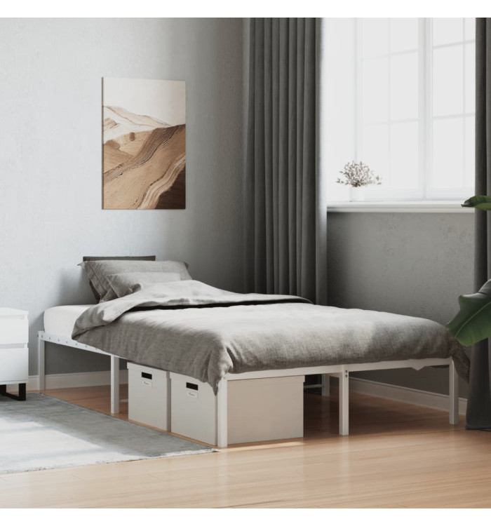 Cadre de lit métal blanc 120x190 cm | Mobilier & Déco