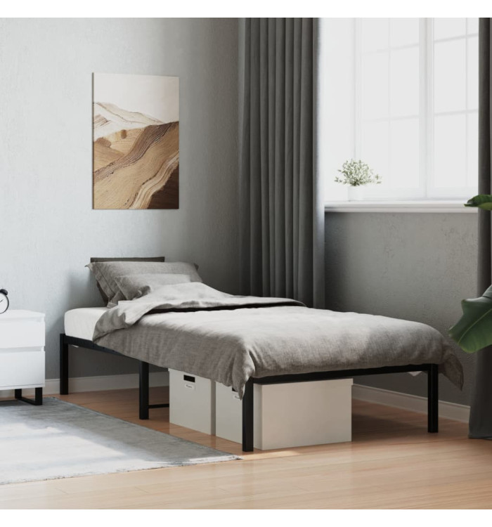 Cadre de lit métal sans matelas noir 90x190 cm | Mobilier & Déco