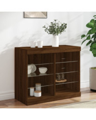 Buffet avec lumières LED chêne marron 81x37x67 cm | Mobilier & Déco